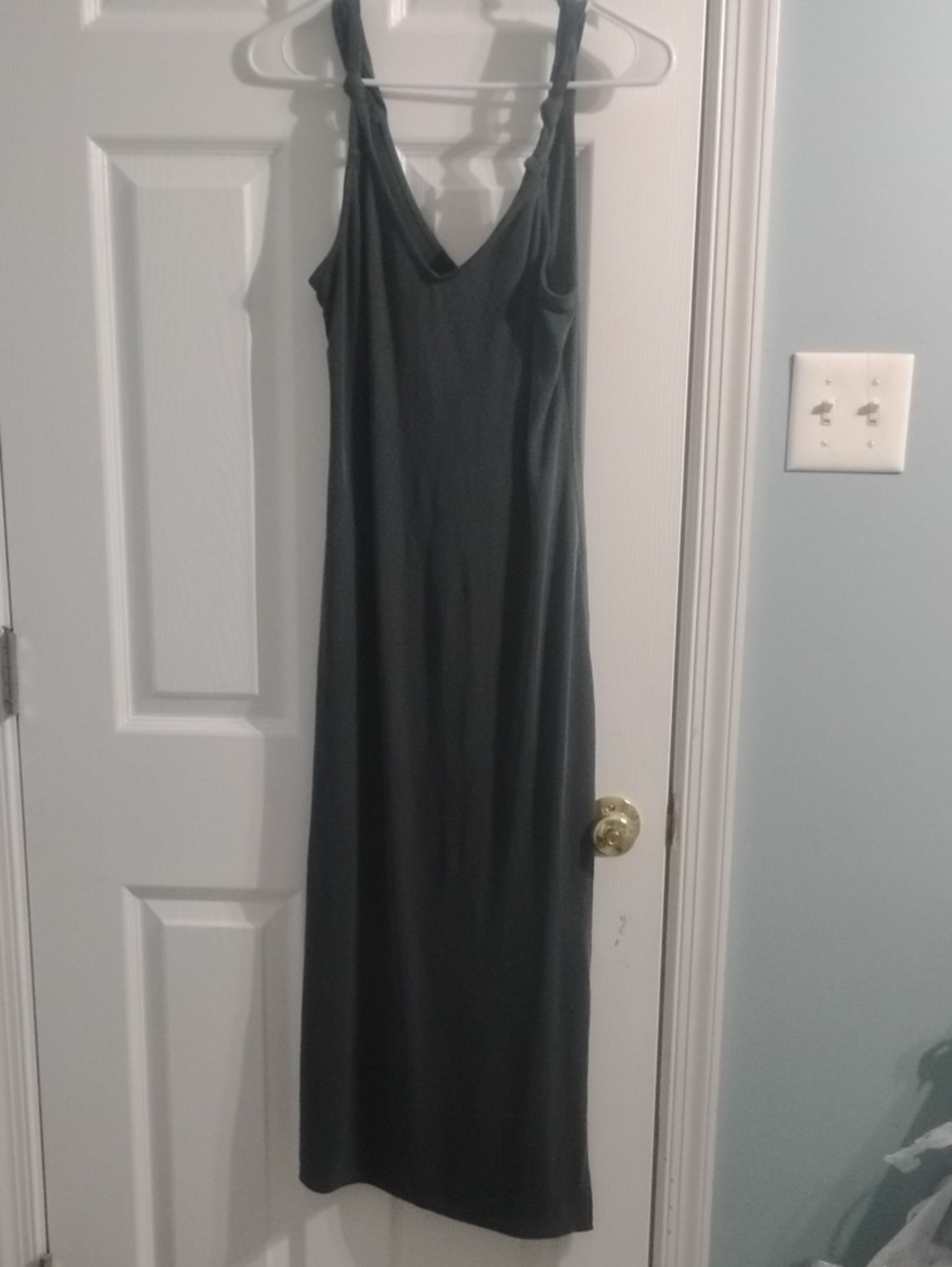 Topshop Gray Asymmetrical V-Neck Maxi Slip Dress, Size 6